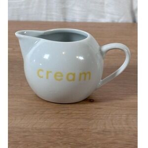 Modern Tableware Creamer White with Yellow "Cream" Lettering